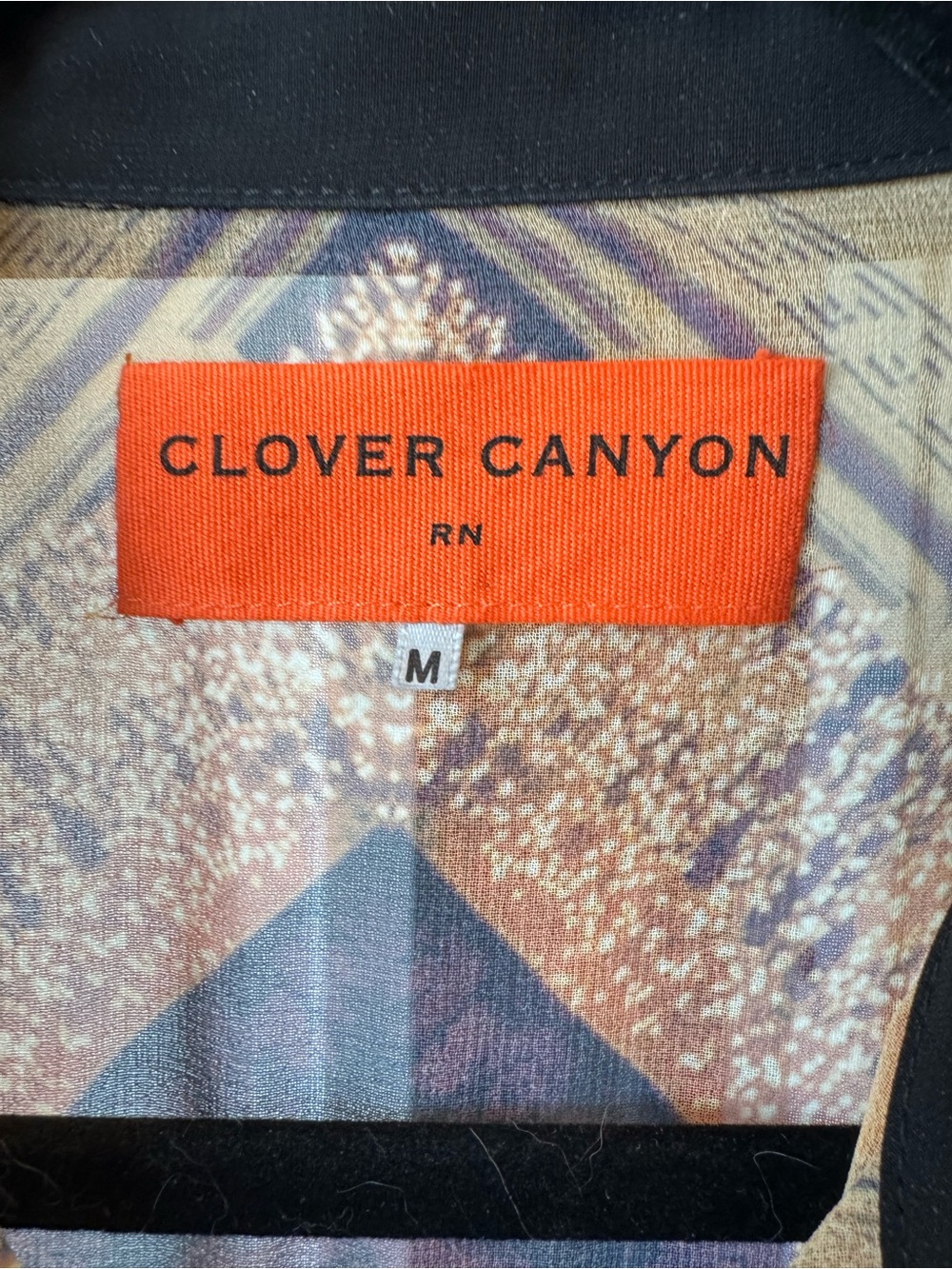 Clover Canyon Mosaic Print Button-Up Blouse - Black, Purple, Tan - Picture 2 of 7